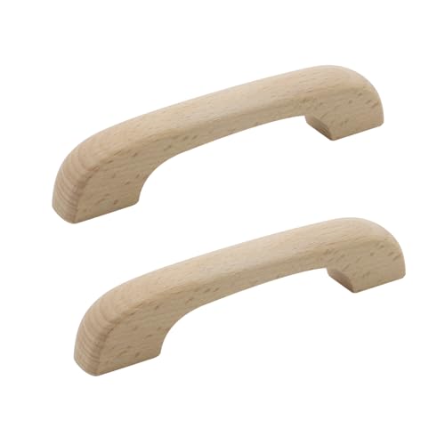 Tsnamay 2Pcs Unfinished Wood Drawer Knobs Pulls Handles,Unpainted Paintable Wooden Handles Cupboard Closet Drawer Handle Pull,Length 5.04",Hole Dis.3.78"