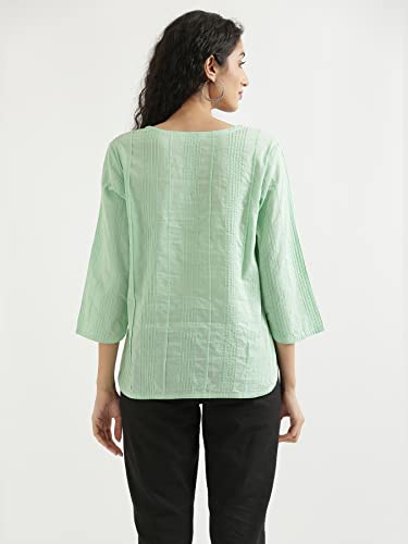 Image of SAADAA Everyday Cotton Top | Women's Regular Solid Color Top | Casual /Office Wear