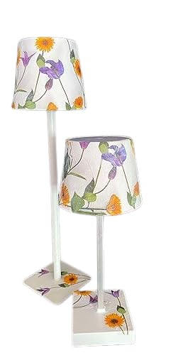 Decorative Cordless Table Lamps, 4 Designs: Birds, Bees, Highland Cows, Flowers, Battery or USB Powered (Large, Flowers)