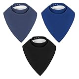 Vicloon 3PCS Bavoirs Bandana pour Adultes, Doux, Absorbants et Imperméables, pour Besoins Spécifiques, Ajustables et Multi Usages, Convient aux Adolescents, Personnes Âgées, Hommes et Femmes Noir Bleu