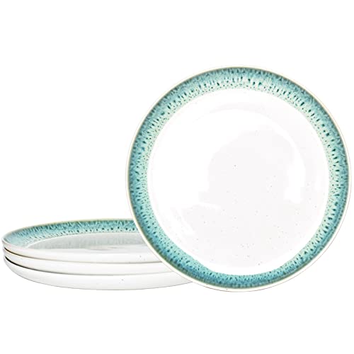 Bosmarlin Stoneware Dinner Plates, 10.5 Inches, Set Of 4 For Salad, Pasta, Dessert, Microwave And Dishwasher Safe (10.5 In, Turquoise Green) #TOP8