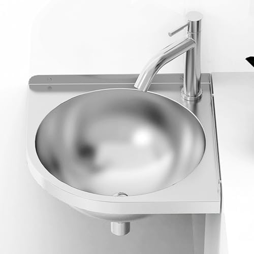 Wall-Mounted Corner Basin Sink, Triangular Stainless Steel Vanity, Space-Saving Floating Wash Basin for Small Bathrooms, Outdoor, Indoor, Garage Use,