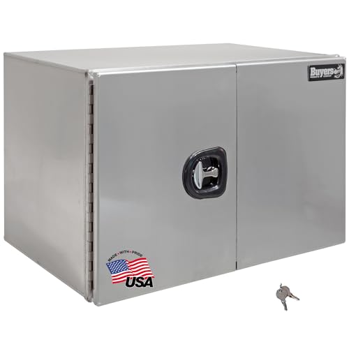 Image of Buyers Products 1705435 Silver Pro Series Smooth Aluminum Underbody Truck Box with Barn Door, 24x24x36 Inch, Durable Vehicle Tool Box for Storage and Organization