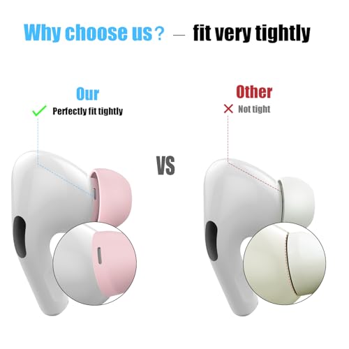 Image of 3 Pairs Replacement Ear Tips for AirPods Pro and 2nd Generation with Noise Reduction Hole, Silicone Ear Tips for AirPods Pro with Portable Storage Box and Fits in Charging Case (S /M /L, Pink)