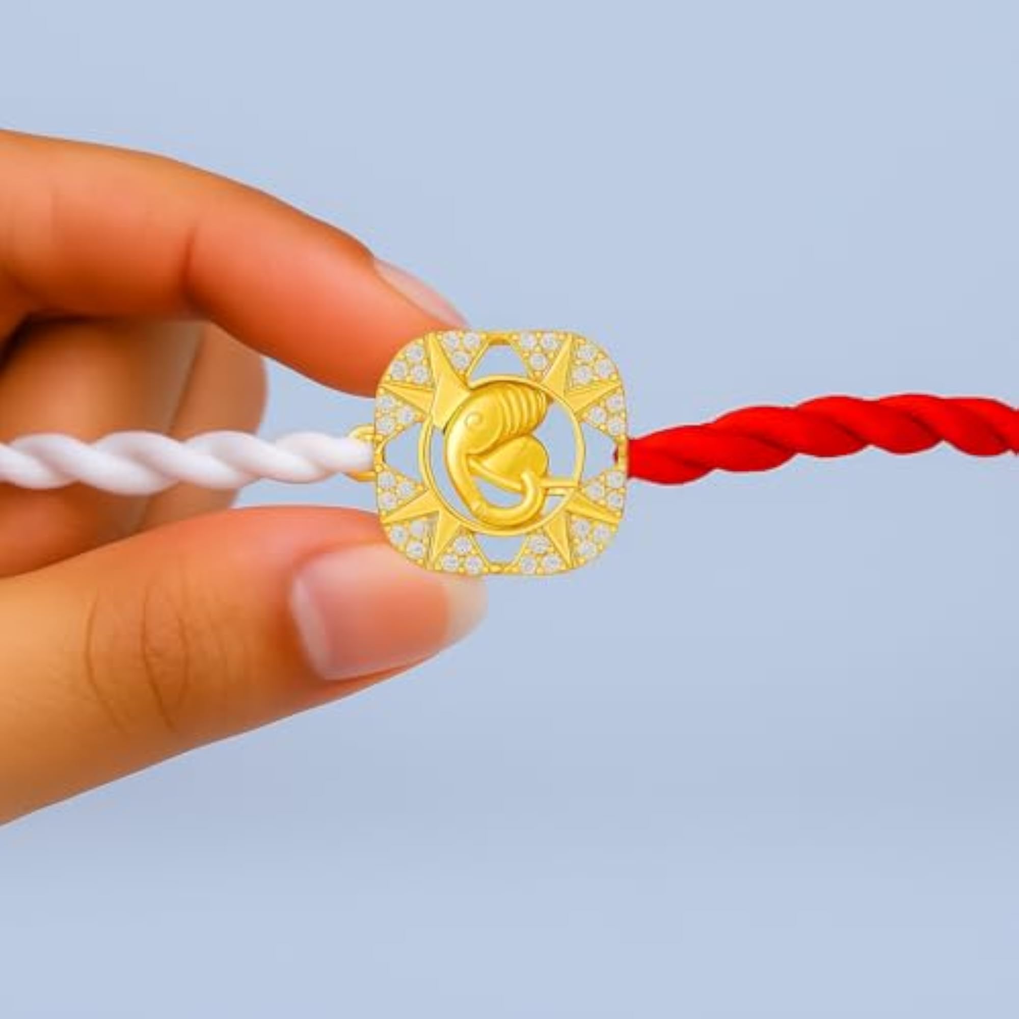 Handmade 925 Sterling Silver Rakhi Set with Roli Chawal, Spiritual Gift