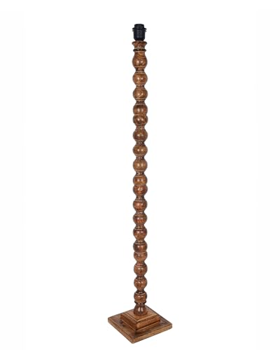 Image of HomesakeRustic Wood Floor Lamp for Living Room Walnut Brown with Multicolor Fabric Lamp Shade | Light Decoration | Side Lamp for Living Room & Bedroom | Antique Floor Light, Vine and Flowers