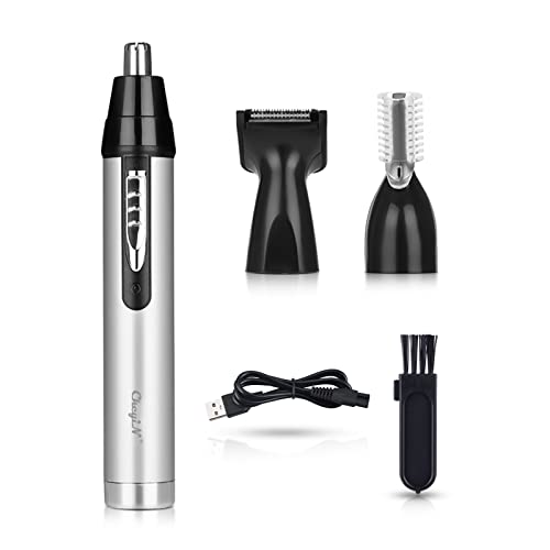 CkeyiN Ear and Nose Hair Trimmer Clipper, 3 in 1 Trimmer Set Professional Painless Eyebrow & Sideburns Trimmer for Men Women, USB Rechargeable Trimmer Safe & Fast Cutting Without Hurt The Skin
