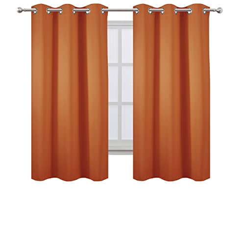 Image of LEMOMO Orange Blackout Curtains 38 x 63 Inch Length /Set of 2 Curtain Panels /Thermal Insulated Room Darkening Blackout Curtains for Bedroom