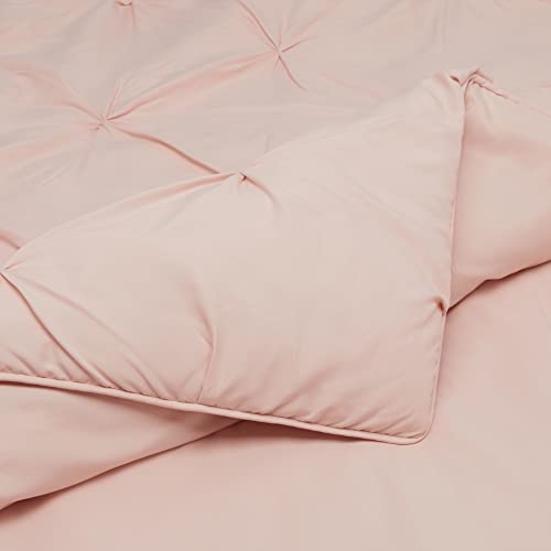 Image of Amazon Basics 2-Piece All-Season Soft Down-Alternative Comforter Bedding Set, Pinch Pleat Design with Piped Edges, Twin /TwinXL, Blush