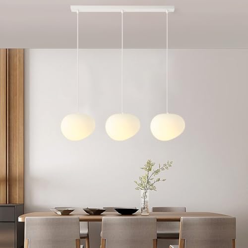 AIAO Suspension Moderne Galets Luminaire Suspendu E27 Hauteur Réglable Abat-Jour en Polystyrène Lustre for Salon Salle À Manger Entrée Chambre À Coucher(B)