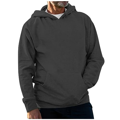 Ymosrh Men's Hoodie Pullover Solid Color Long Sleeve Drawstring Casual Hooded Sweatshirts Men's, M-4XL