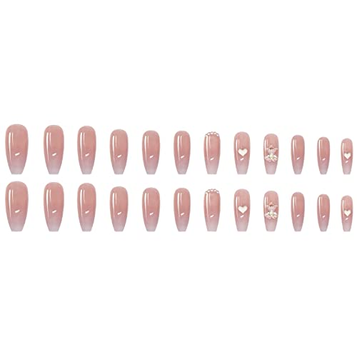 Image of MAYCREATE Pink Gradient French Press On Nails 24Pcs Adhesive Tabs | Easy Application, Full Cover Fit, Pink Gradient Style, Gel Nail Design, Adhesive Tabs Included