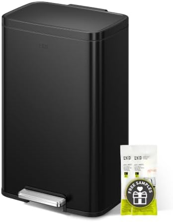 EKO Kitchen Trash can, Stainless Steel, Black, 50L-Matte