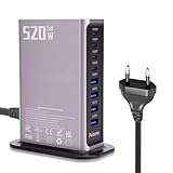 Puiseno 520W USB C Ladegerät Mehrfach, 8 in 1 GaN Laptop Schnellladegerät Ladestation PD100W/QC30W (4C+4A) Kompatibel mit MacBook Pro/Air, iPad, iPh0ne, HP, Galaxy S25 usw (Grau)