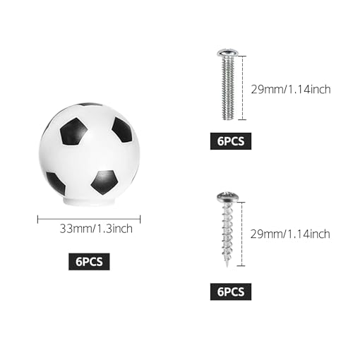 JJWNMLL 6Pcs Sport Thema Dekor Griffe Fußball Kommode Knöpfe Fußball Schublade Knöpfe Möbel Dekoration Zieht Griffe für Kommode Schrank Kleiderschrank Schrank für Kinder und Sportbegeisterte