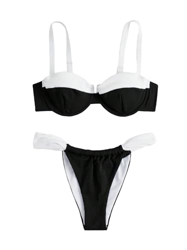 SOLY HUX Women's Color Block Underwire Bikini Sets Bathing Suits Two Piece Swimsuits