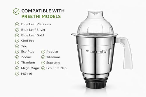 Image of WONDER STAR preeti mixer grinder big jar 1750ml||Compatible for preeti mixer grinders ||Dome type polycarbonate lid||natural rubber ring||750 watts