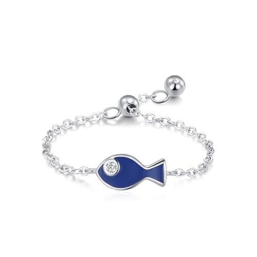 Bague en Argent 925 motif Little Fish ajustable, le cadeau de mariage idéal pour femme