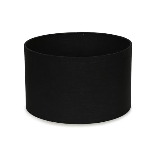 MiniSun | Small Modern Black Fabric Drum Light Shade | Lamp Shades, Home Décor & Improvement Essential | 25cm Shade Width