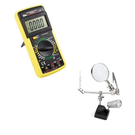 Multímetro Capacímetro Digital 9KF + Lupa com garras pinças e suporte de ferro de solda
