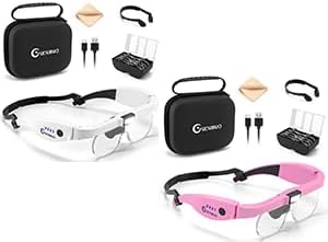 Magnifying Glass with Light, 1.5X-5.0X Magnifying Glasses, Rechargeable Magnifying Headset with Light, Head Magnifier with Lenses, Carry Case, Magnifying Glasses for Close Work Crafts Jewelry