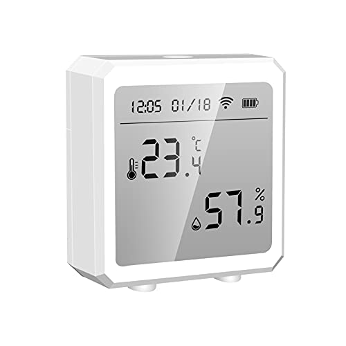SOLE HOME Sensor de temperatura y humedad WiFi, higrómetro y termómetro con pantalla LCD de alarma, funciona con Alexa Google Assistant Powered Smart Life/TUYA Smart