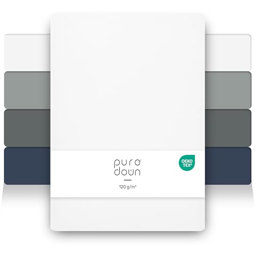 puredown Juego de 2 Sábana Bajera Ajustable Premium, Sabana para Cama 90/100x190/200 cm, hasta 25 cm de Grosor, 120gsm Microfibra Cepillada Transpirable, Oeko-Tex, Blanco puredown Juego de 2 Sábana Bajera Ajustable Premium, Sabana para Cama 90/100x190/200 cm, hasta 25 cm de Grosor, 120gsm Microfibra Cepillada Transpirable, Oeko-Tex, Blanco
