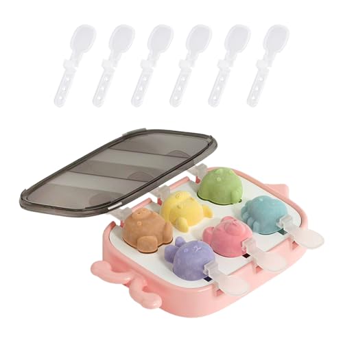 1 moule à glace, 12 bâtonnets de glace, 1 couvercle, moule à glace avec tige, moule à glace en plastique avec motif animal