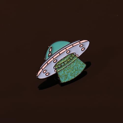 Image of Blue Alien Spacecraft Enamel Pin Collect Cute Arts Metal Cartoon Brooch Backpack Clothes Collar Minimalism Lapel Badges Jewelry