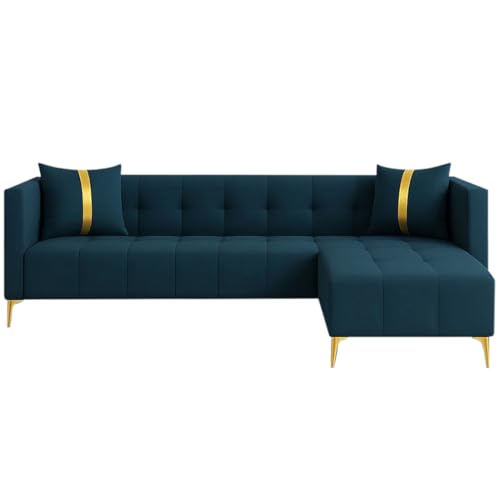 Image of Sleepify Livingstyle 6 Seater RHS L Shape Sofa Set with Centre Table (Teal)