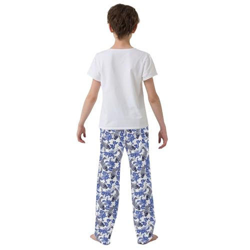 Carp Fish Floral Boys Long Pants Soft Trousers Elastic Waist Kids Lounge Bottoms with Pockets S-XL3