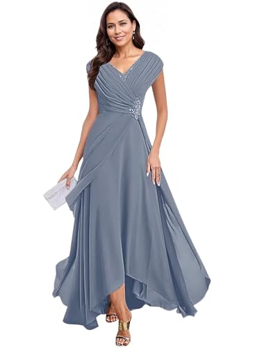 Women's Elegant Formal Party Evening Dress Long Mother of Bride Dresses for Wedding V Neck Chiffon Wedding Guest Gowns3