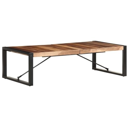 Table basse en bois d'acacia massif issue d'un artisanat industriel brut