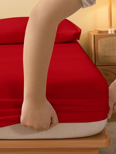 Image of Cotton Feel Terry 72x48 inch Ultra Soft Waterproof Mattress Protector King Size | Breathable Hypoallergenic Mattresses Cover for King Size Bed (Maroon)