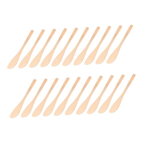 ABOOFAN 30 Pièces Lot de Spatules Bois pour Tartinage Beurre Fromage Condiments Couteaux à Condiments Polyvalents Cuillères pour Raviolis et Sandwichs Ustensiles de Cuisine Naturels