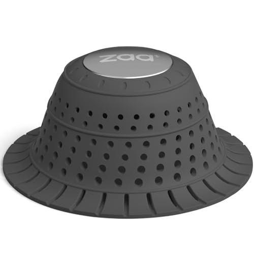 zaa Bathtub Drain Hair Catcher, Premium Silicone Collapsible One Pack Drain Protector for Pop-Up and Regular Drains of Shower, Bathtub, Tub, Bathroom, Sink, Black