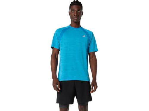 ASICS Men's Road Short Sleeve TOP Running Apparel, 2XL, Aegean Blue