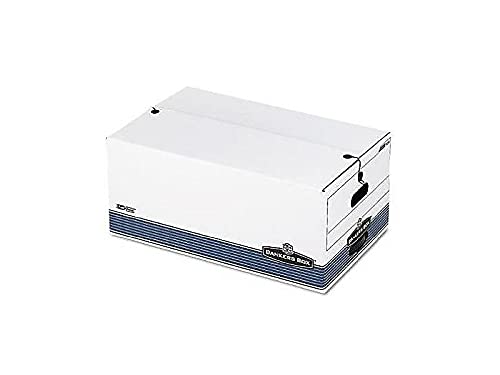 Bankers Box 0070503 STOR/FILE Storage Box, Legal, String and Button, White/Blue, 4/Carton