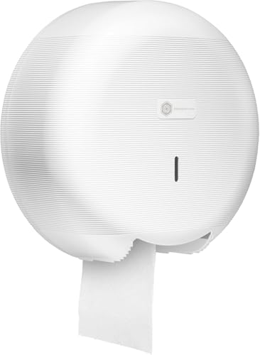 Portarrollos de Papel Higiénico Industrial Blancoplata de 220mm – Mandril de 45mm, 100% plástico Reciclado – Incluye Llave de Seguridad – Dispensador de Fácil Instalación