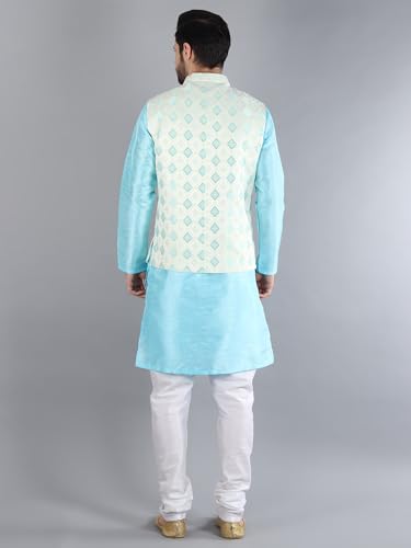 Image of Uri and MacKenzie Men's Silk Blend Kurta Pajama with Designer Ethnic Nehru Jacket /Modi Jacket