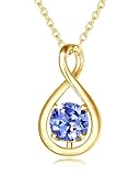 FANCIME Tansanit Kette Dezember Geburtstein Halskette Damen Gelbgold Vergoldet Sterling Silber Infinity Anhänger Feiner Schmuck Mütter Tag Geschenke für Mutter