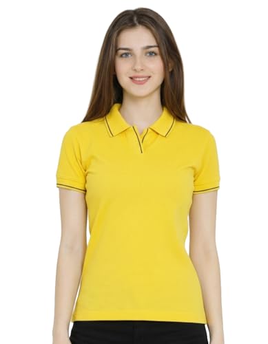 Image of Scott International Women's Cotton Polo T-Shirt | Half Sleeve Plain Collar Tee | Stylish Casual Top | Plain T-Shirt for Girls | Workwear for Office & Casual Wear