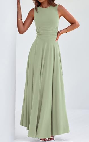 Image of PRETTYGARDEN Womens Summer Dresses 2026 Casual Sleeveless Crewneck Aline Maxi Dress Stretch Tank Flowy Long Dresses