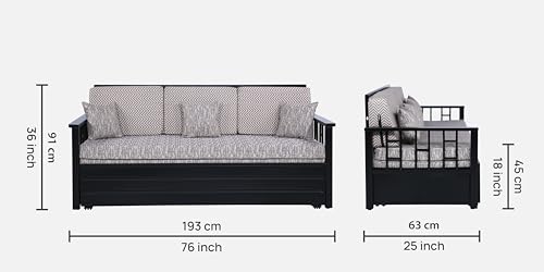 Image of Ubpon 3 Seater Metal Sofa Cum Bed with Hydraulic Storage | Single Size Sofa Cuma Bed | Metal Sofa Set for Living Room, Guest Room D10 Multi Grey Sofa Single