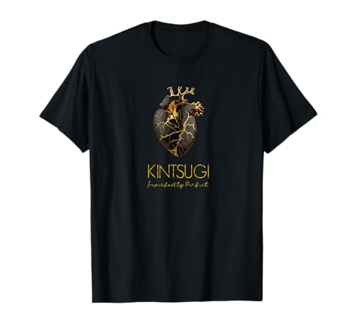 Kintsugi Pottery Golden Heart Japanese Art repair Pottery T-Shirt