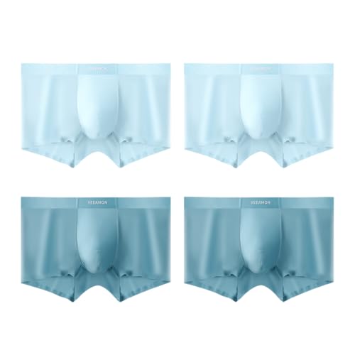 VEEAMON Mens Ice Silk Underwear 4-Pack Boxer Briefs Cotton Modal Comfortable Soft Trunks Underwear With Gift Box