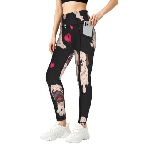 Pantalones de yoga para mujer elásticos mallas de entrenamiento estampadas con bolsillos