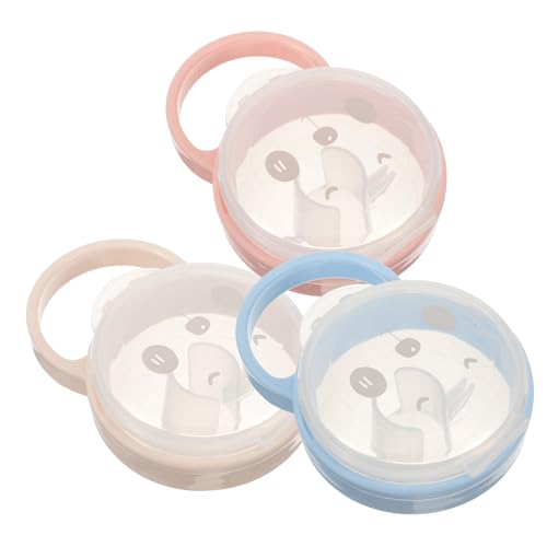 CLISPEED 3Piezas Caja de Transparente para Bebés Unidades Prueba de Polvo Contenedor Diseño de Panda para Guardar Chupetes y Pequeños Juguetes