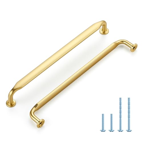 HOME EDIT Brushed Gold Solid Cabinet Handles & Pulls 7-1/2 Inch 5 Pack