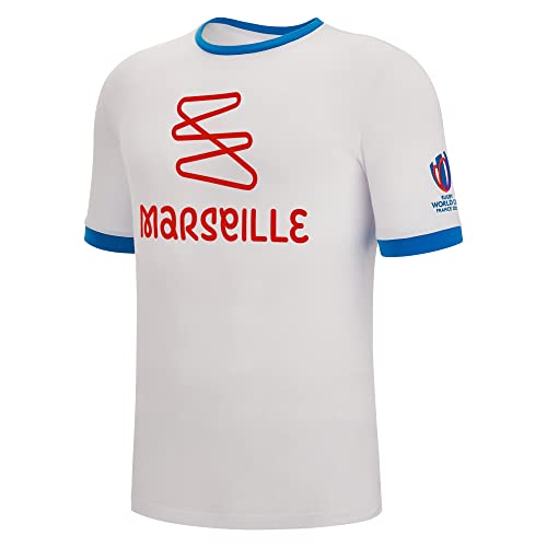 T-shirt rugby Marseille World Cup 2023 Macron blanc vêtement supporter grande taille 5XL